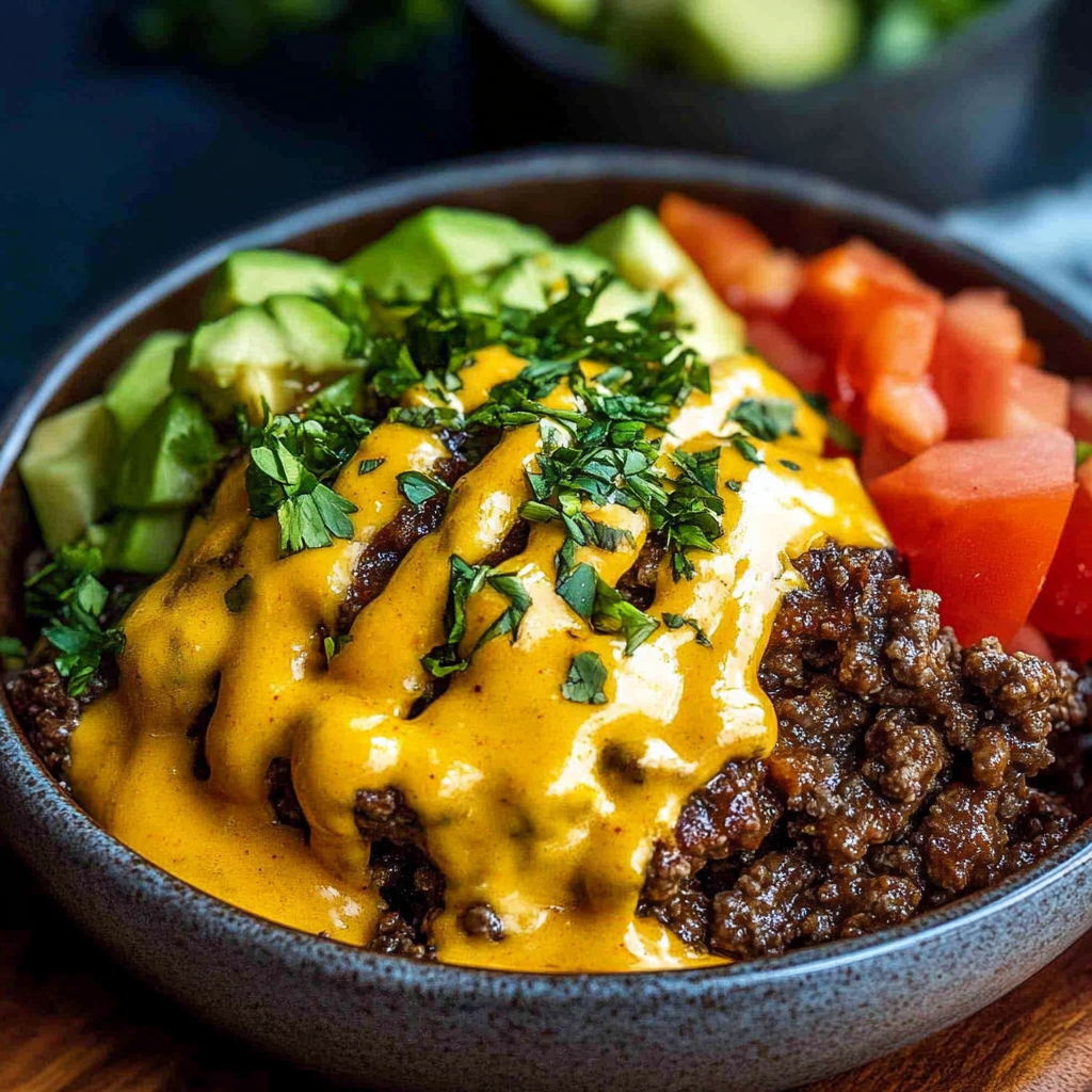 Recipe preparation for High-Protein Cheeseburger Bowls