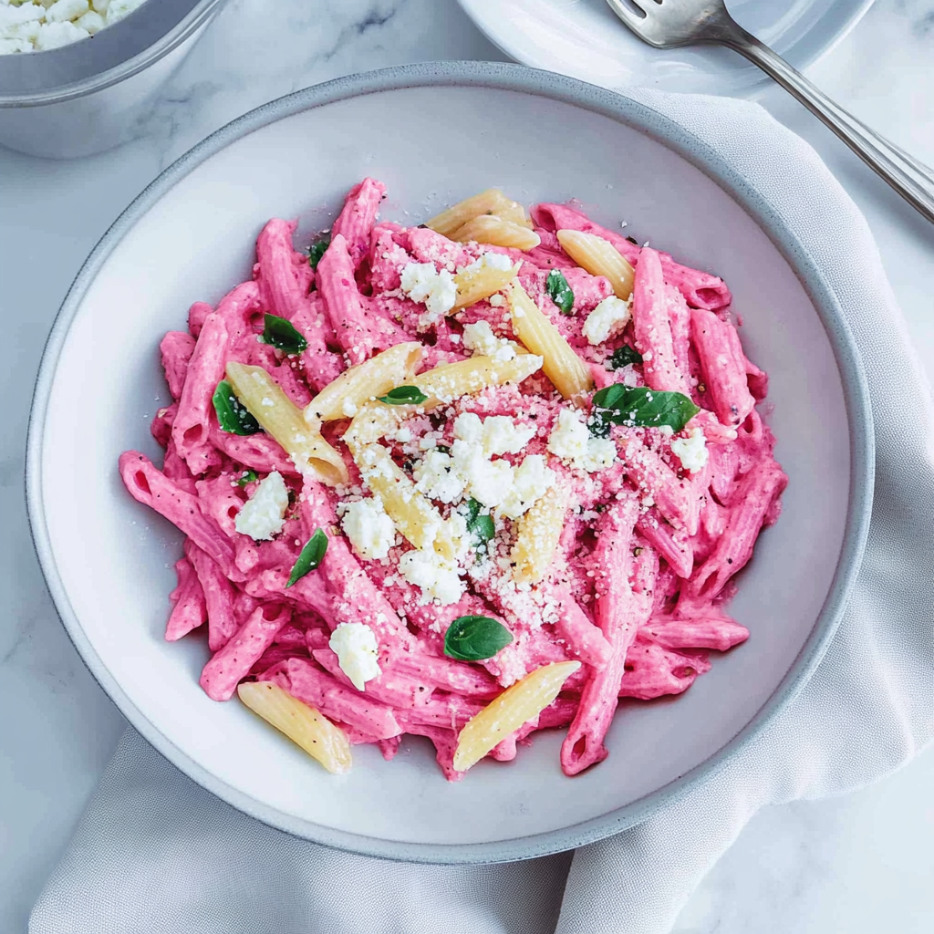 Recipe preparation for Pink Creamy Vegan Pasta