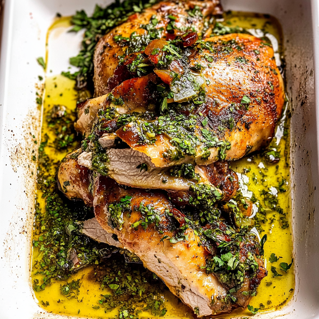 Recipe preparation for Peruvian Chicken with Creamy Green Sauce