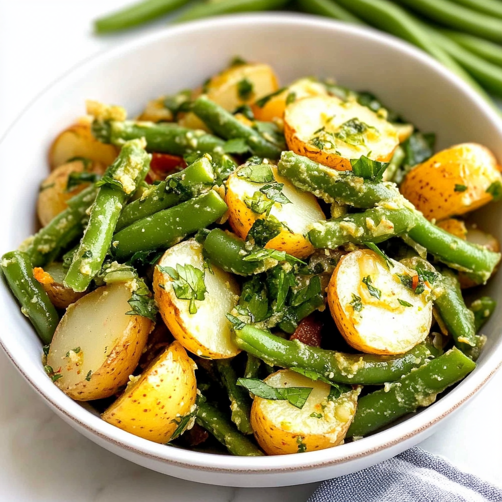 Recipe preparation for Quick Green Bean Potato Salad