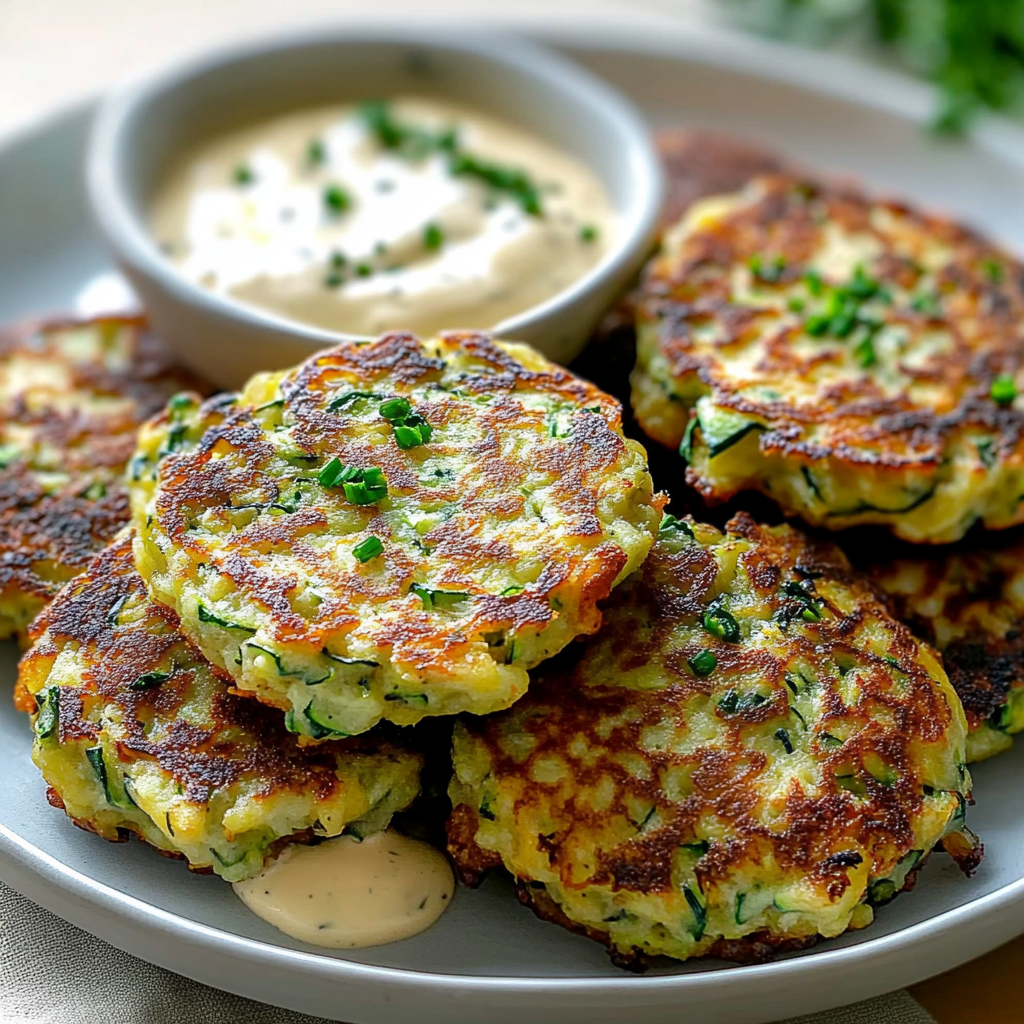 Recipe preparation for Golden Fried Zucchini Patties