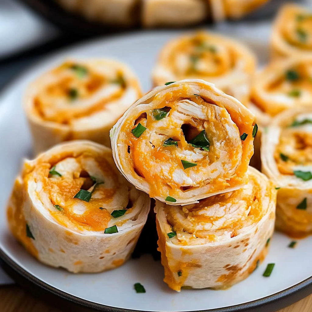 Recipe preparation for Buffalo Chicken Pinwheels
