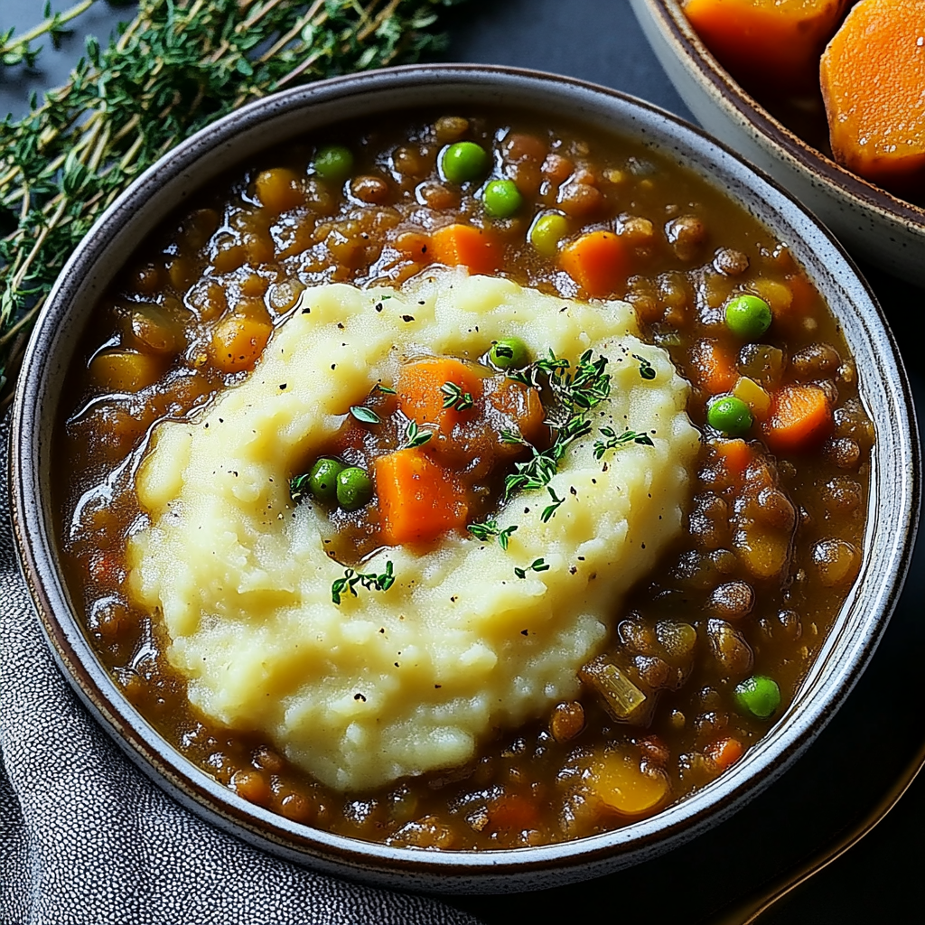 Recipe preparation for Lentil Stew with Creamy Mashed Potatoes