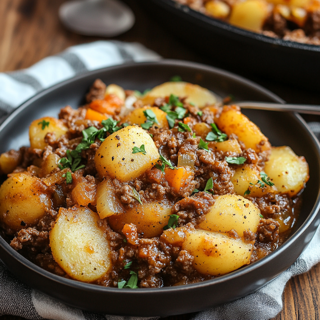 Recipe preparation for Ground Beef Hobo Casserole