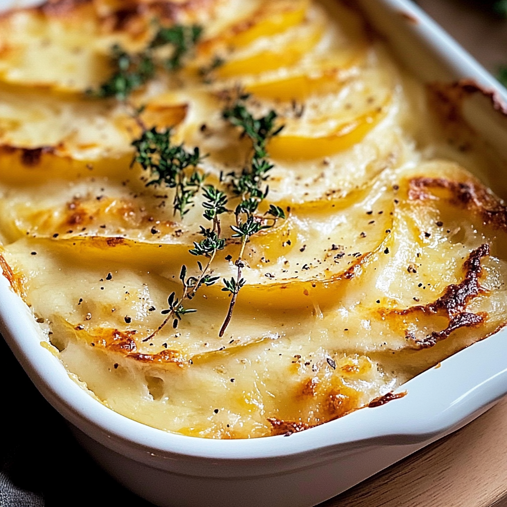 Recipe preparation for Creamy Scalloped Yukon Potatoes