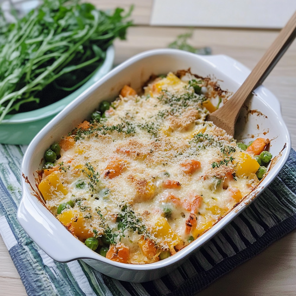 Recipe preparation for Creamy Spring Vegetable Casserole