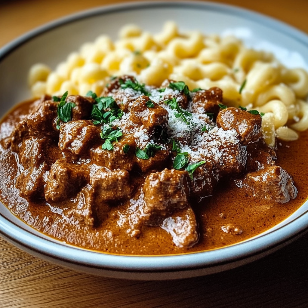 Recipe preparation for Creamy German Goulash