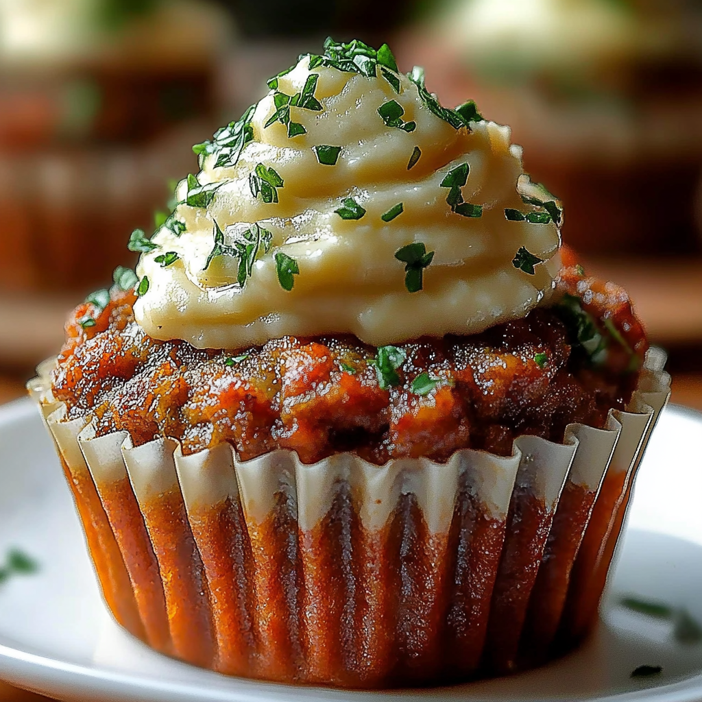 Recipe preparation for Meatloaf Cupcakes with Frosting