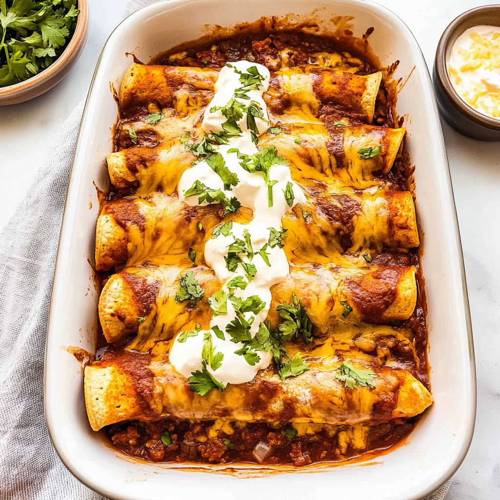 Recipe preparation for Tex-Mex Beef Enchiladas