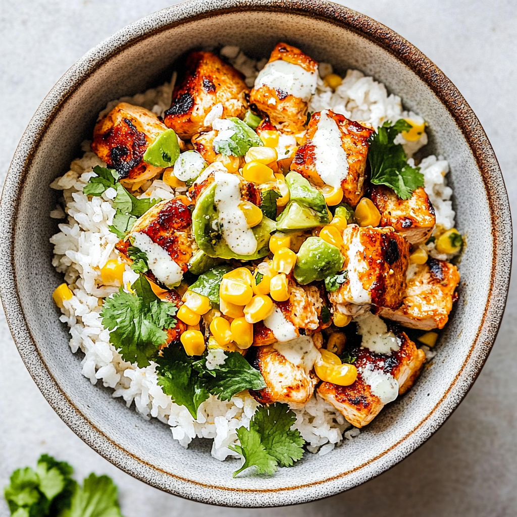 Recipe preparation for street corn chicken rice bowls