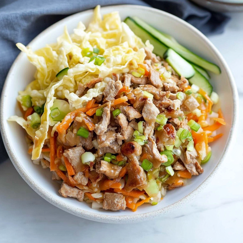 Recipe preparation for egg roll in a bowl