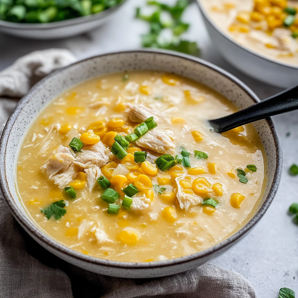Recipe preparation for chicken and sweetcorn soup