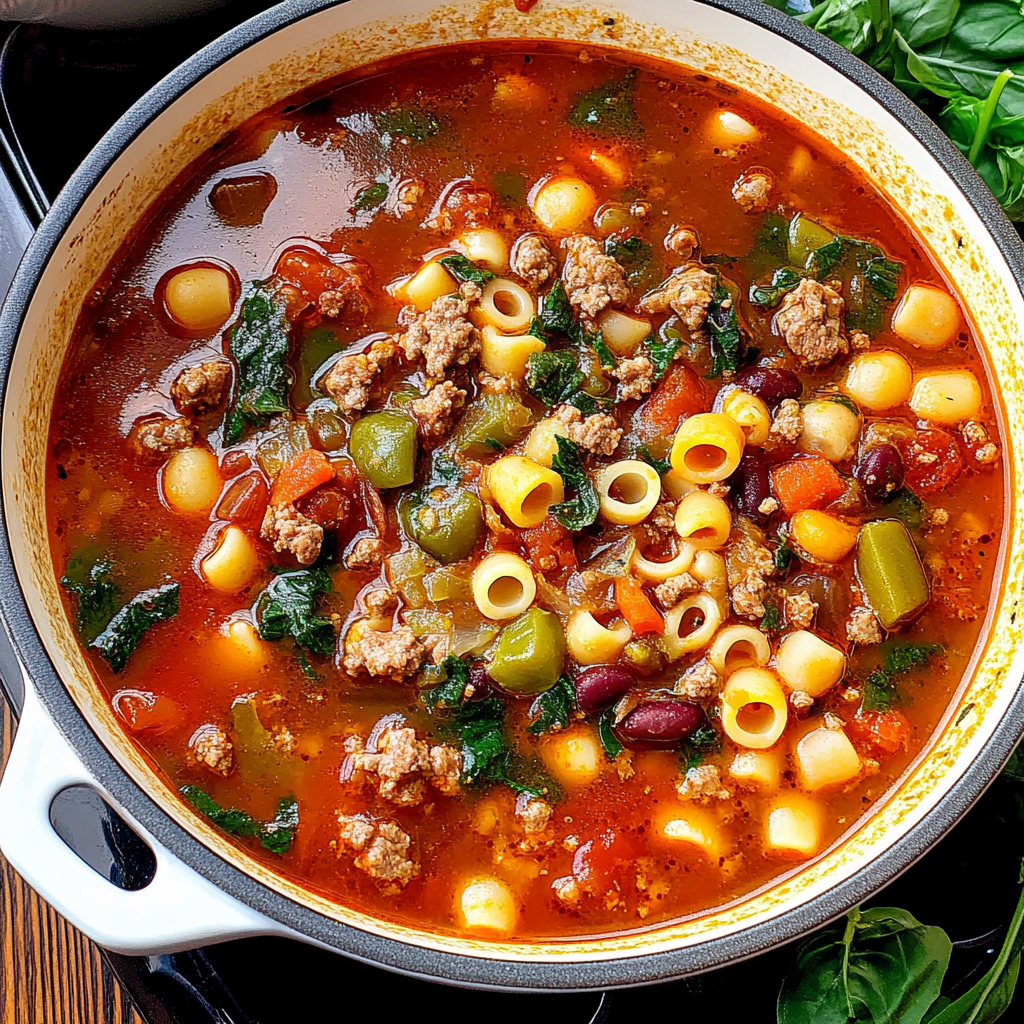 Recipe preparation for italian pasta e fagioli soup