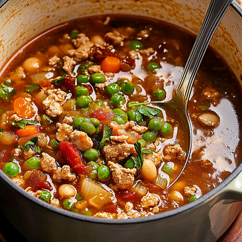 Recipe preparation for ground turkey soup