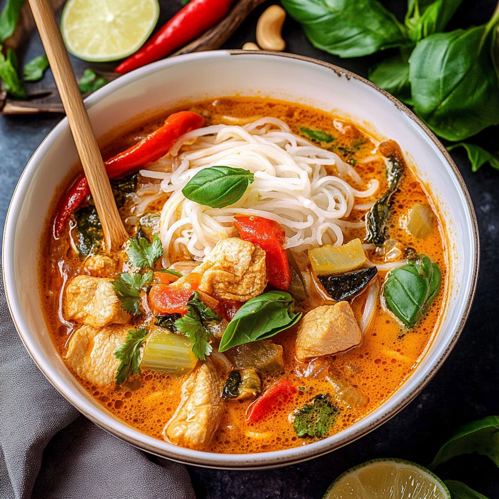 Recipe preparation for thai chicken curry soup