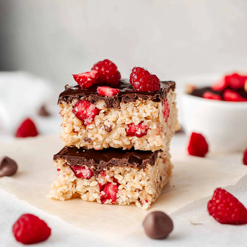 Recipe preparation for Chocolate Strawberry Rice Krispie Treats