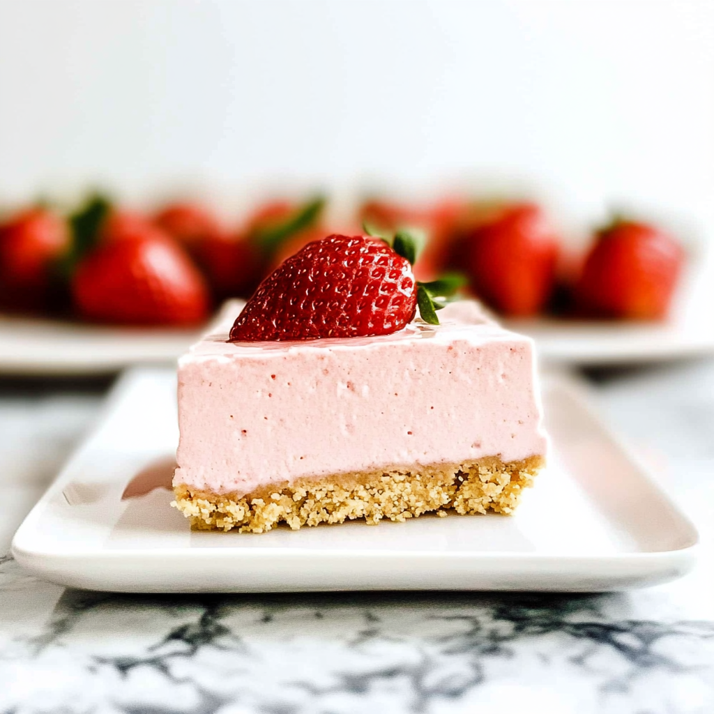 Recipe preparation for No-Bake Strawberry Cheesecake Bars