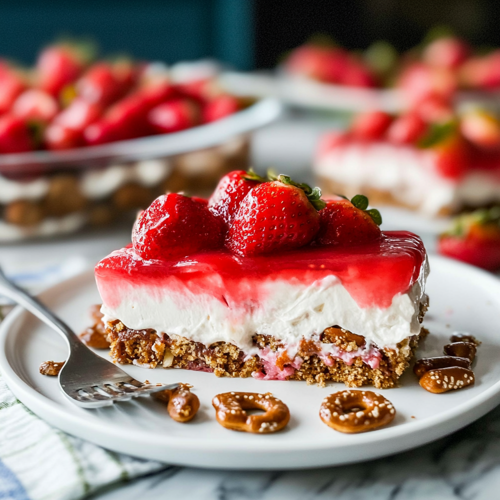 Recipe preparation for strawberry pretzel salad