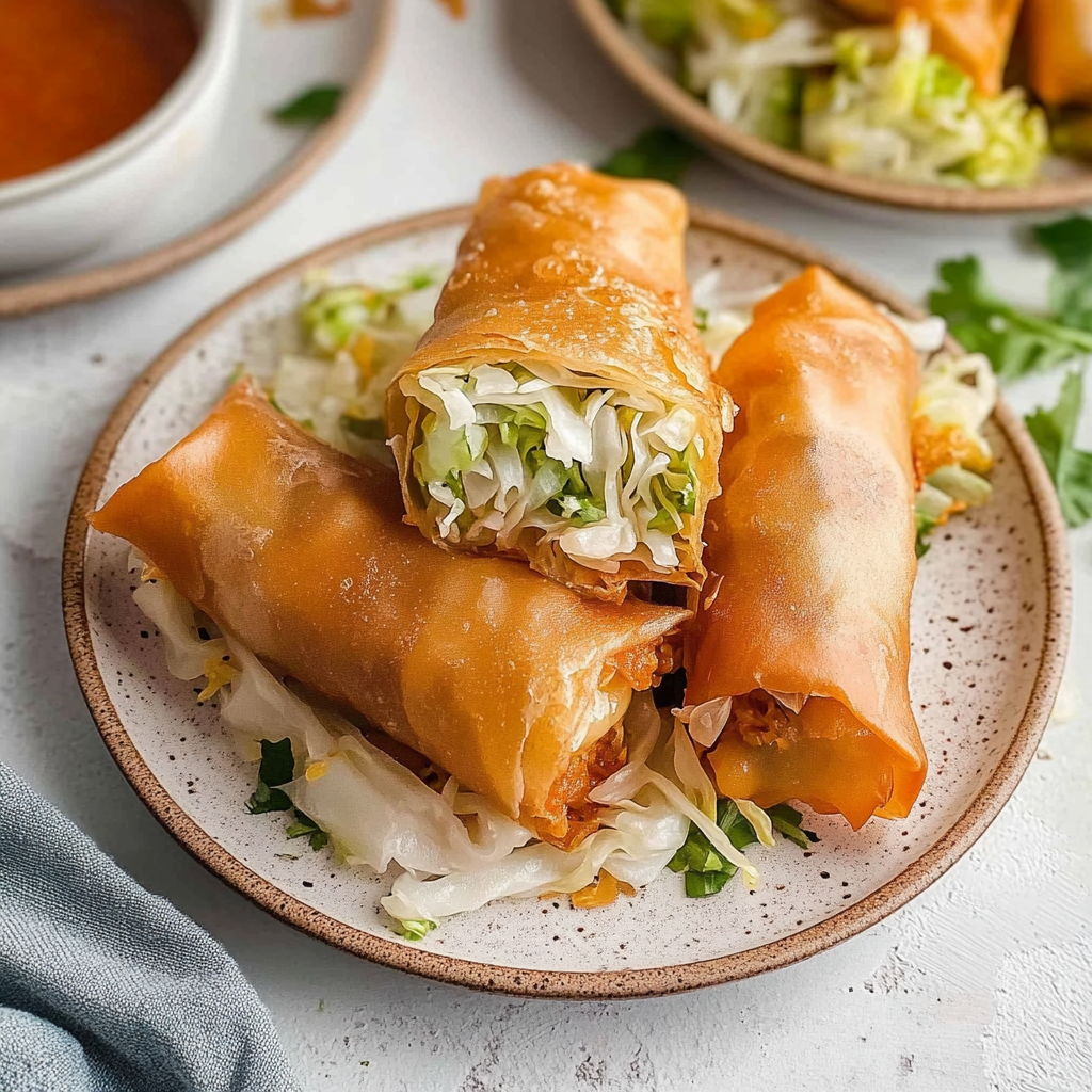 Recipe preparation for Crispy Shrimp And Cabbage Egg Rolls