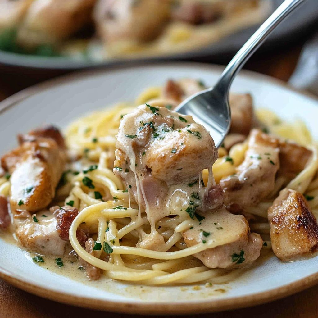 Recipe preparation for Chicken Carbonara