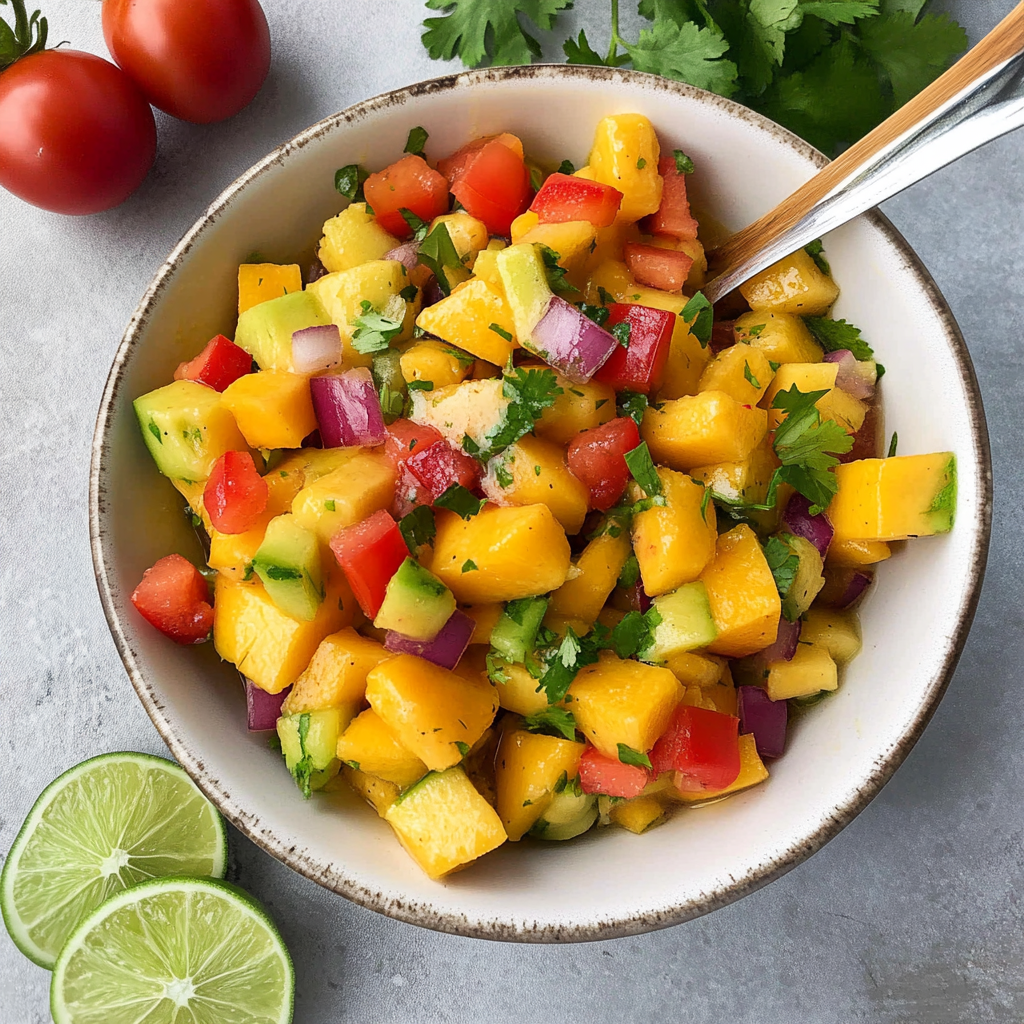 Recipe preparation for fresh mango habanero salsa