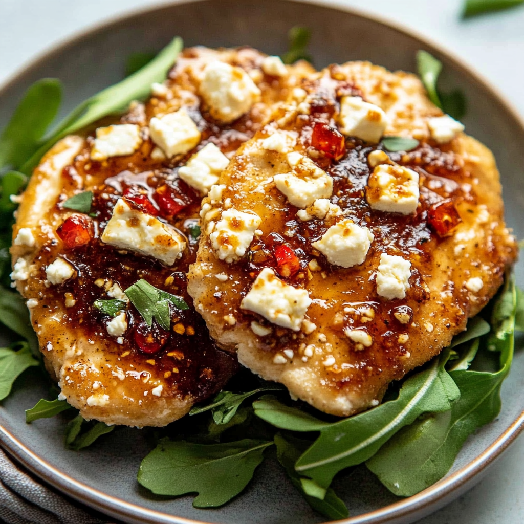 Recipe preparation for Crispy Hot Honey Feta Chicken