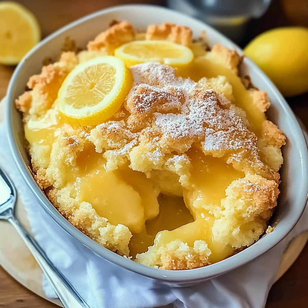 Recipe preparation for Magic Lemon Cobbler