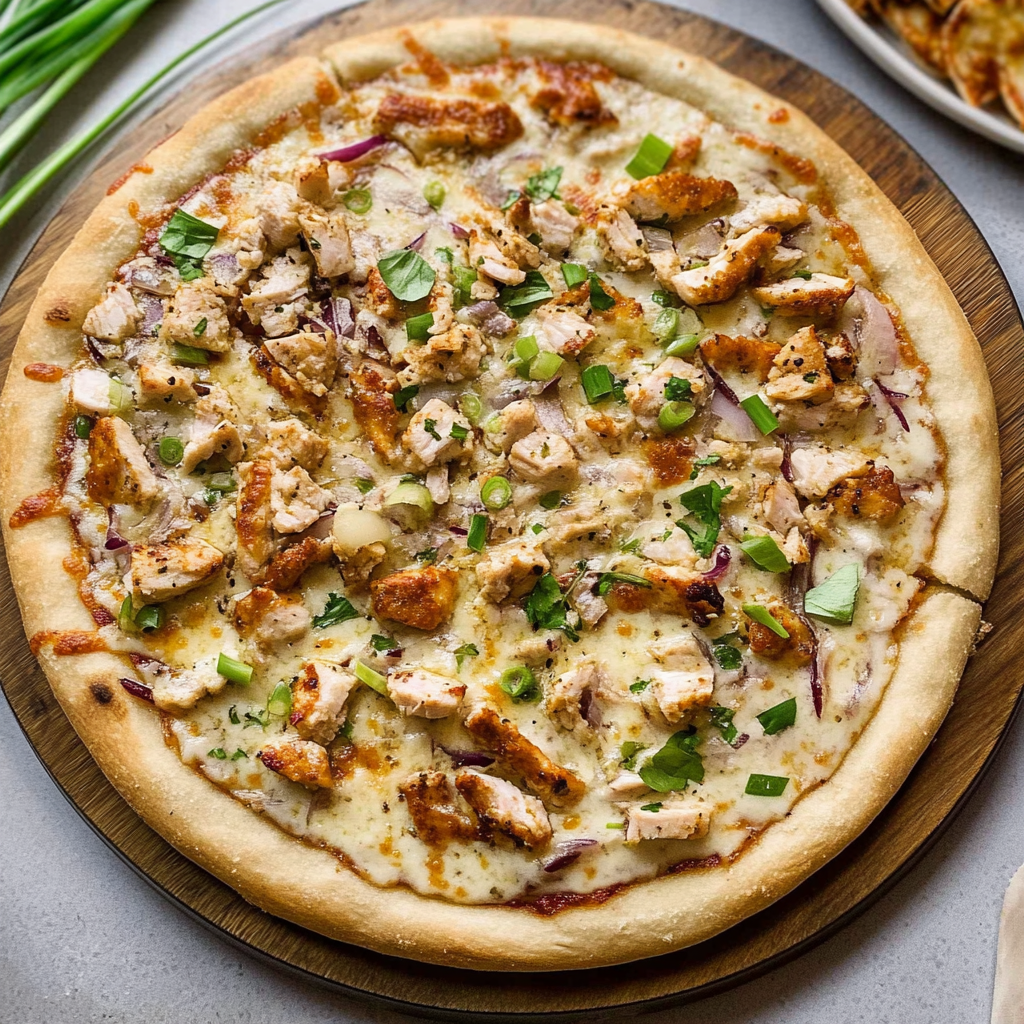 Recipe preparation for chicken alfredo pizza
