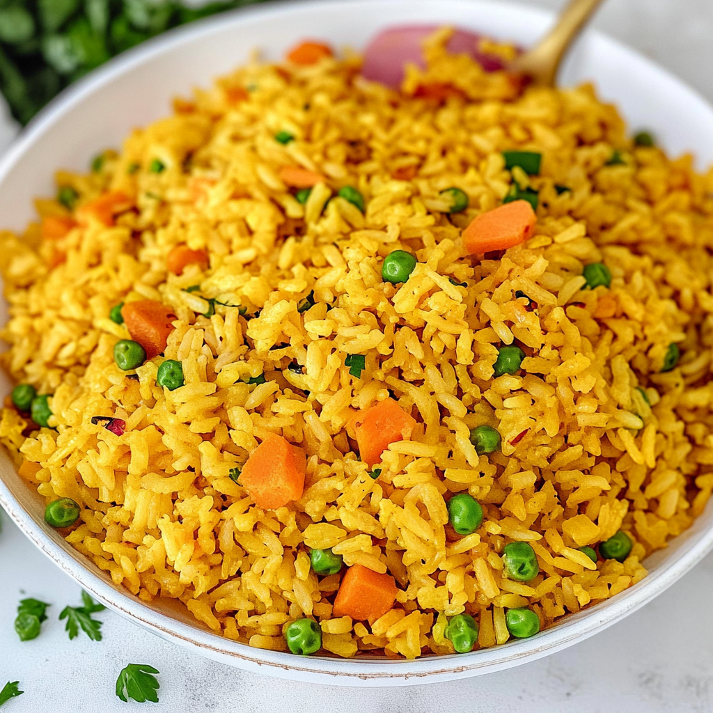 Recipe preparation for yellow rice pilaf