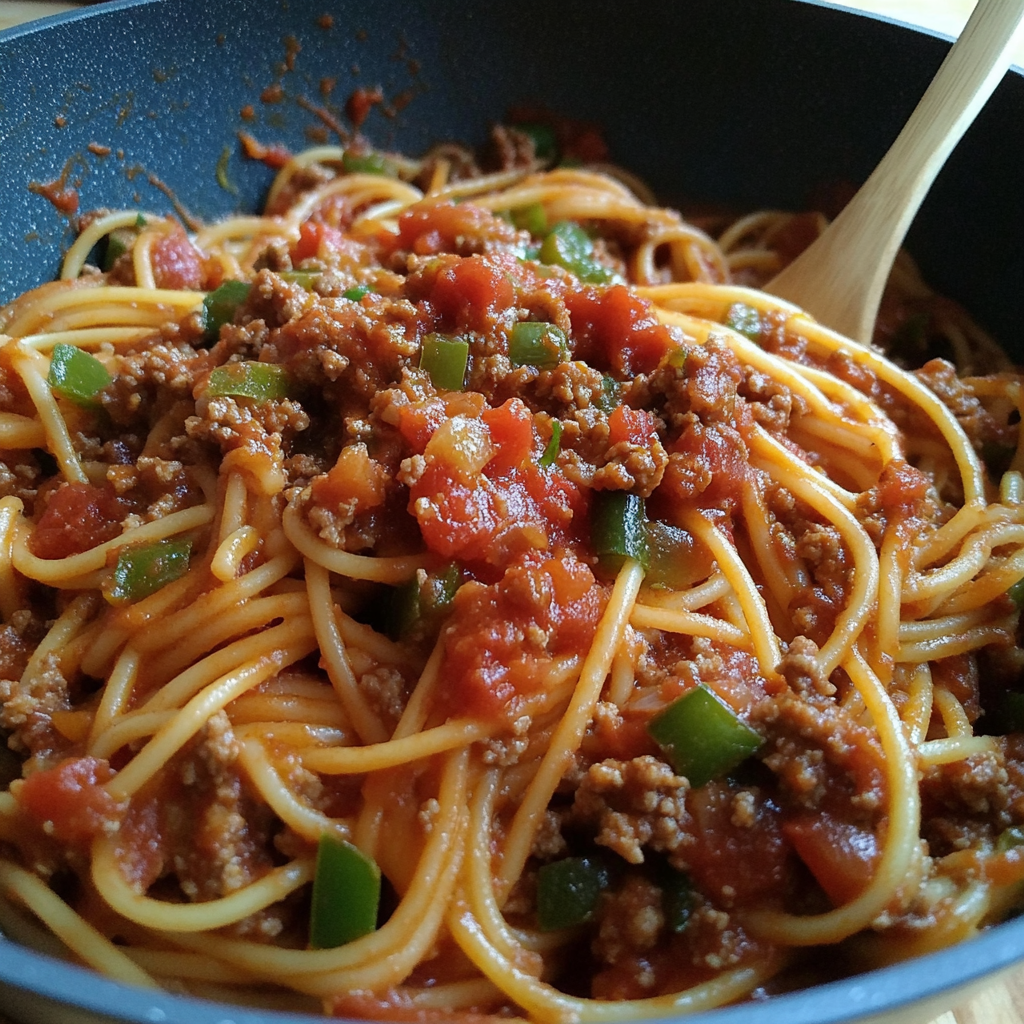 Recipe preparation for Spaghetti Meat Sauce