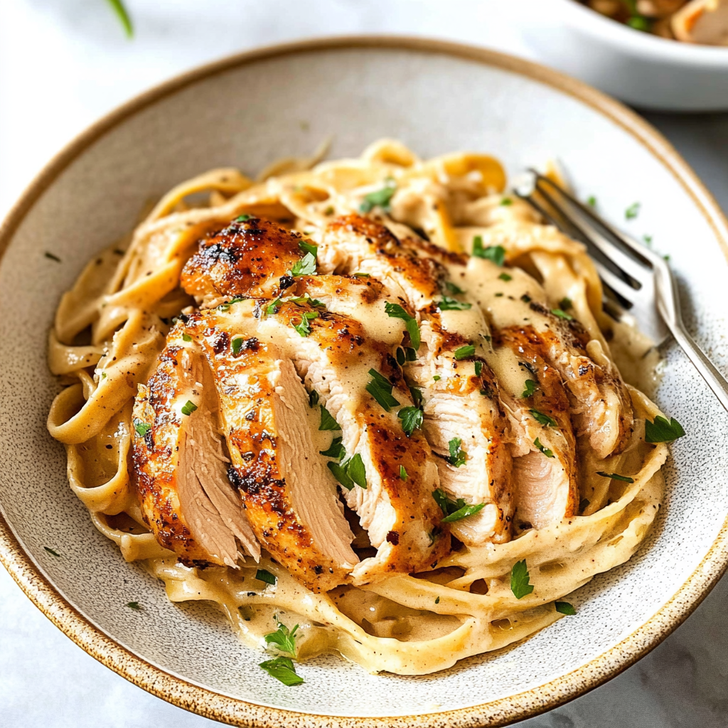 Recipe preparation for blackened chicken alfredo