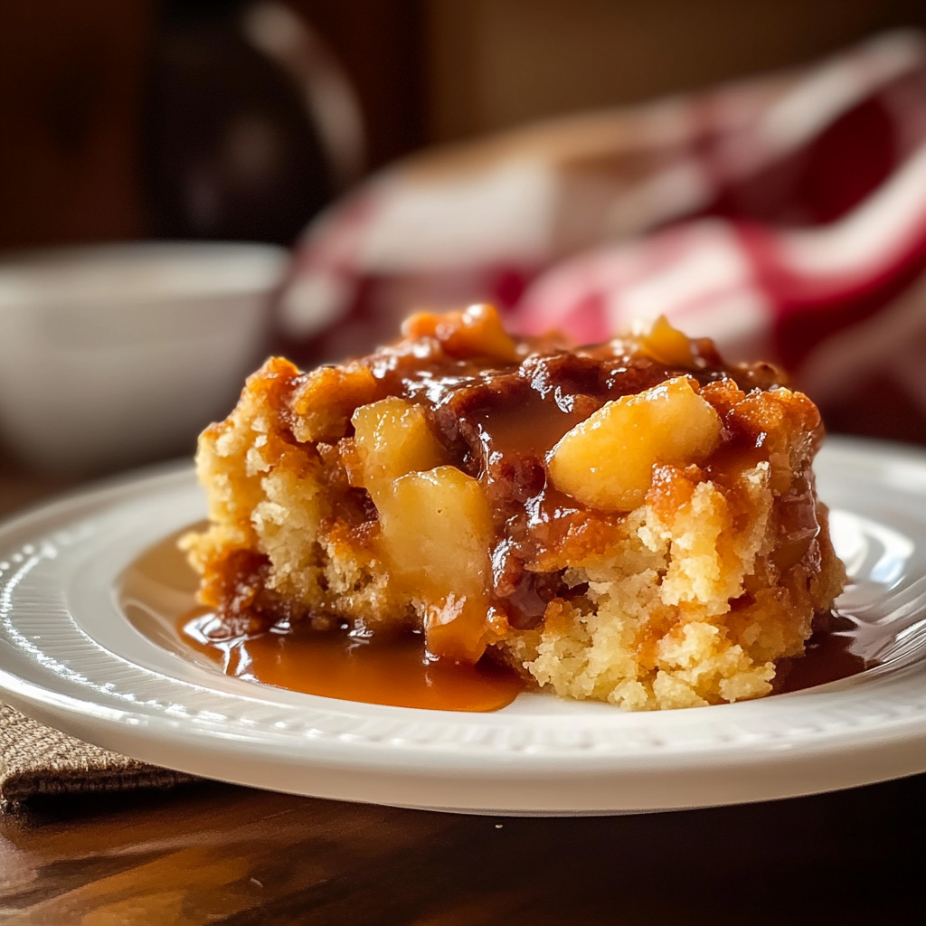 Recipe preparation for crockpot caramel apple dump cake