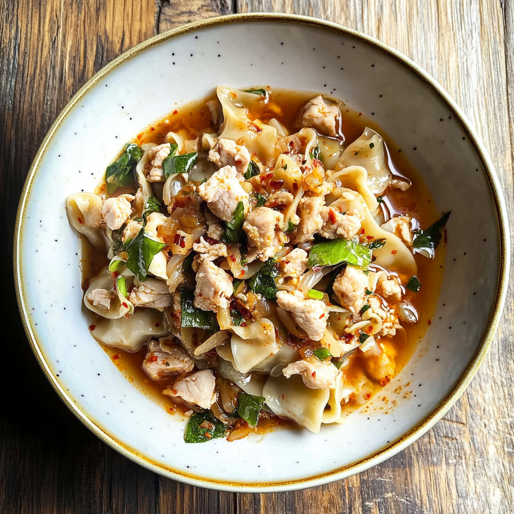 Recipe preparation for gyoza noodle chicken skillet