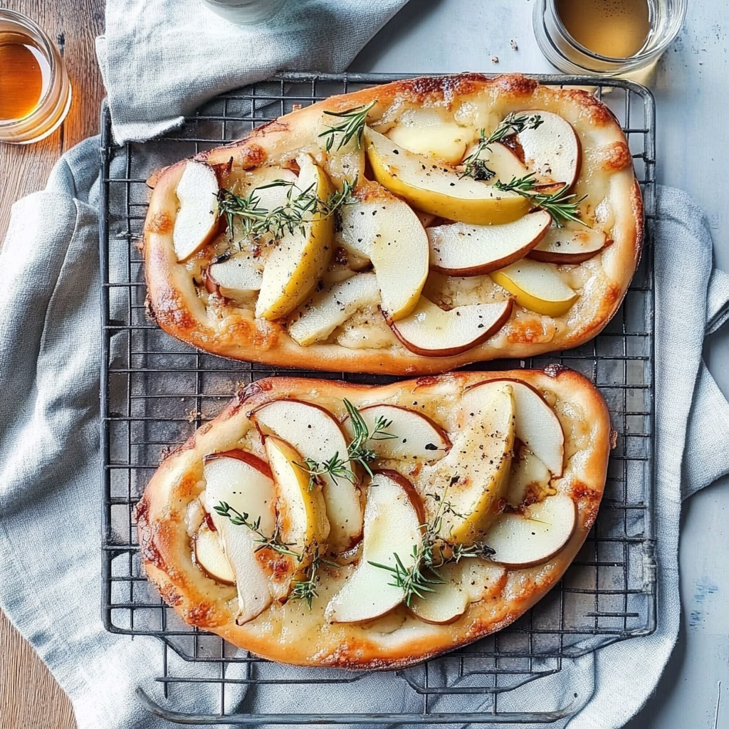 Recipe preparation for pear brie flatbread