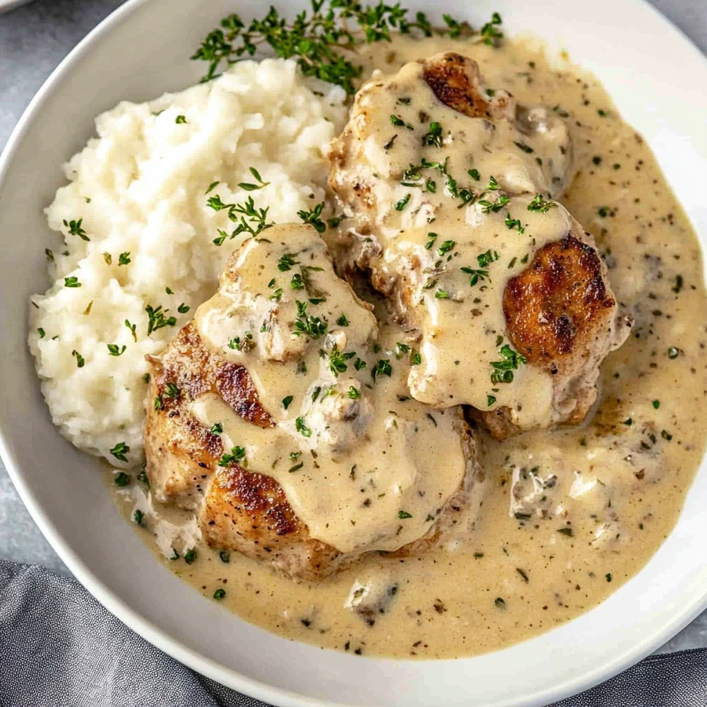 Recipe preparation for creamy garlic pork medallions
