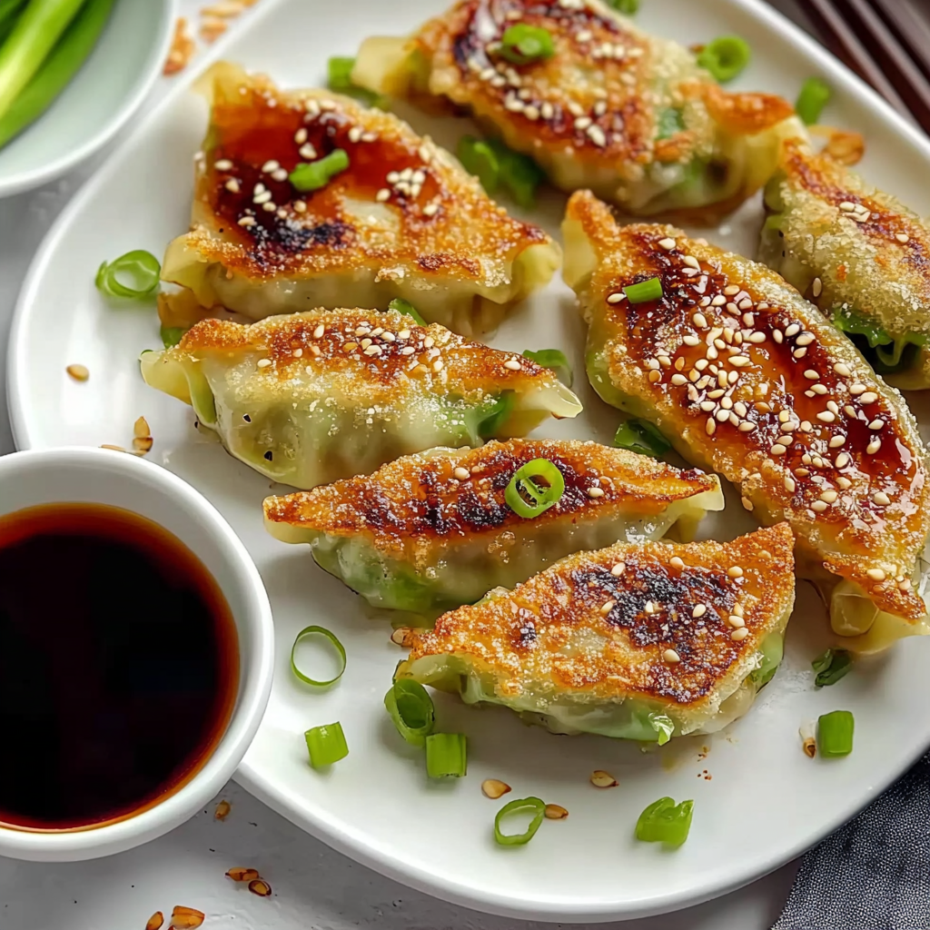Recipe preparation for crispy cabbage dumplings with soy dipping sauce