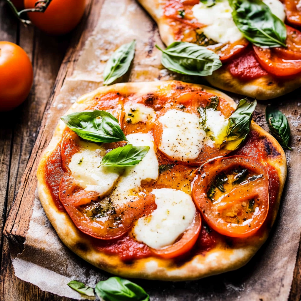 Recipe preparation for margherita flatbread