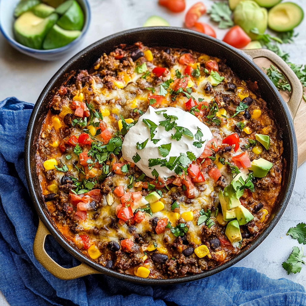 Recipe preparation for taco skillet
