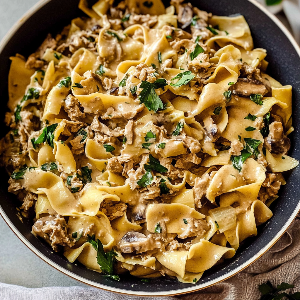 Recipe preparation for ground turkey stroganoff