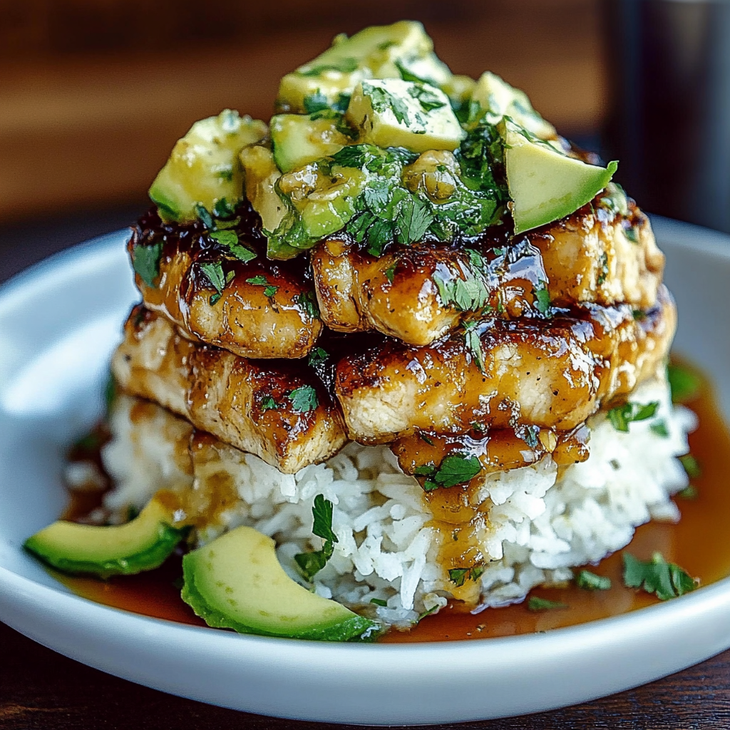 Recipe preparation for honey lime chicken and avocado stack