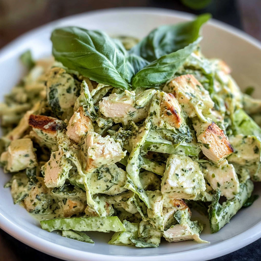Recipe preparation for pesto chicken salad
