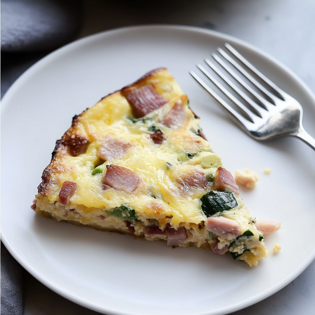 Recipe preparation for ham and cheese frittata