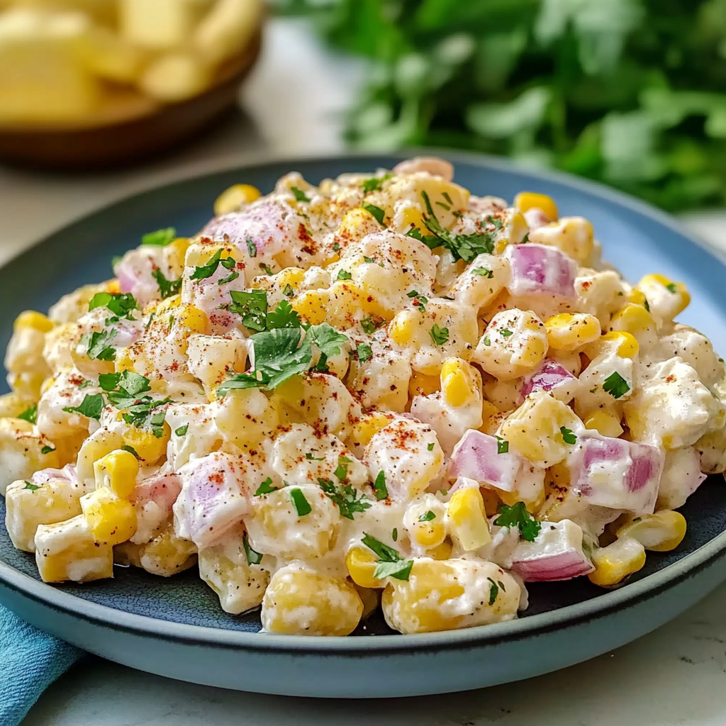 Recipe preparation for mexican street corn potato salad