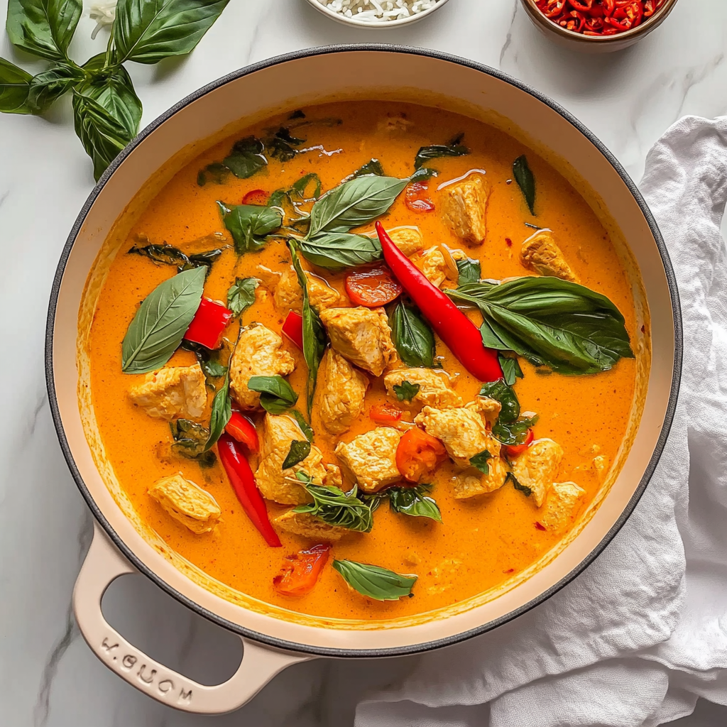 Recipe preparation for thai red curry with chicken