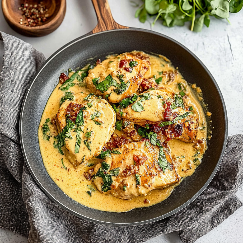 Recipe preparation for creamy tuscan chicken