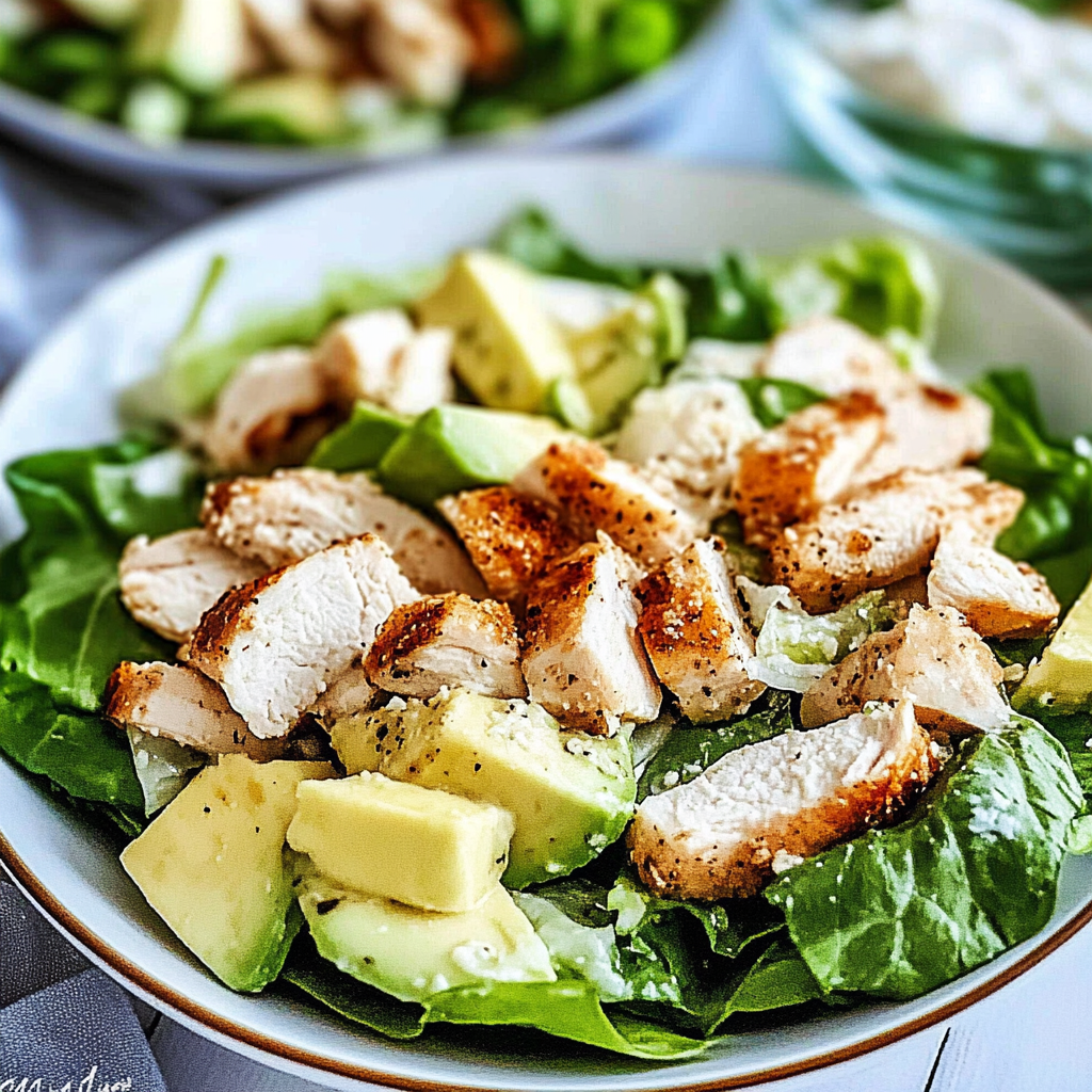 Recipe preparation for Skinny Chicken and Avocado Caesar Salad