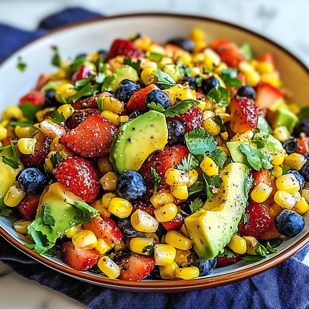 Recipe preparation for Strawberry Avocado Corn Salad