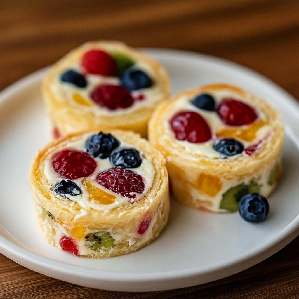Recipe preparation for Cheesecake Fruit Salad Roll Ups