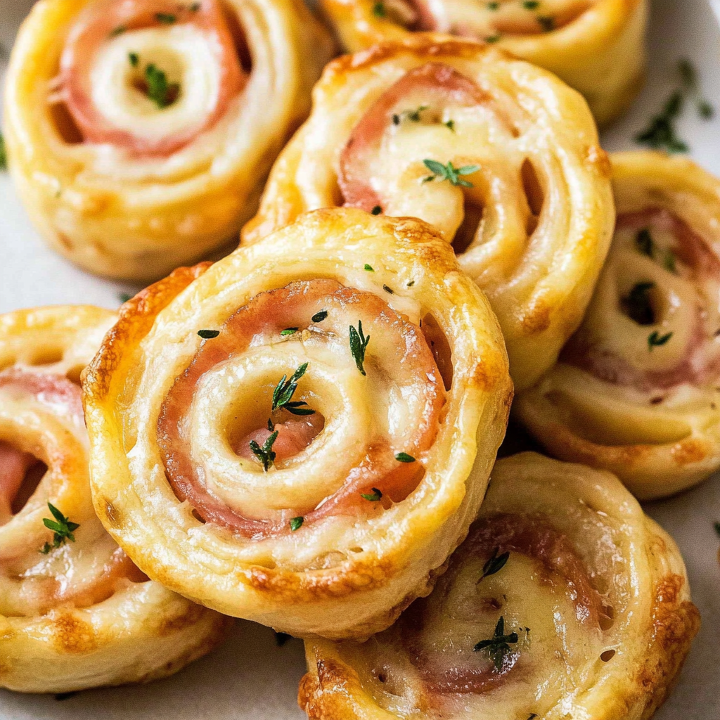 Recipe preparation for Ham and Cheese Pinwheels