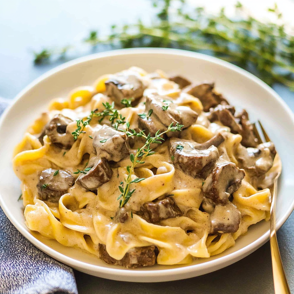 Recipe preparation for slow cooker beef stroganoff